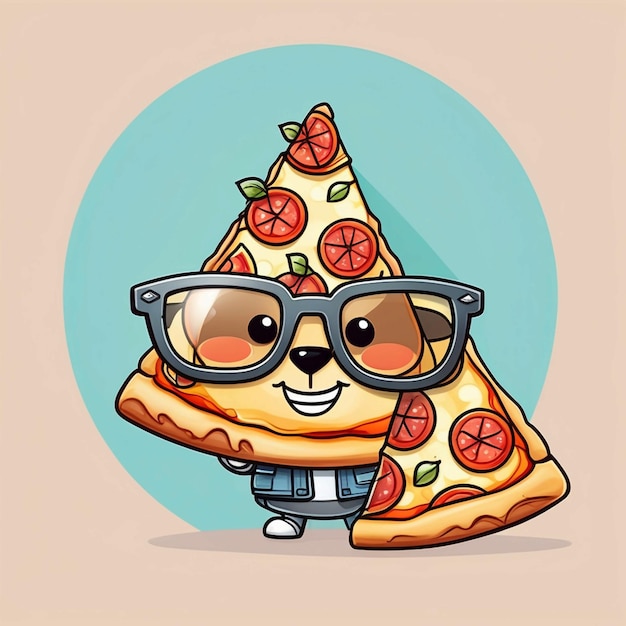 Foto coole pizza-scheibe mit brille