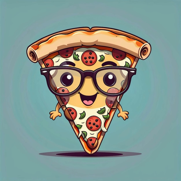 coole Pizza-Scheibe mit Brille