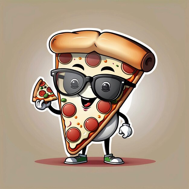 Foto coole pizza-scheibe mit brille