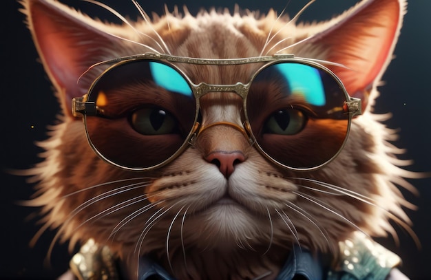 Coole, reiche, erfolgreiche Hipster-Katze mit Sonnenbrille und Bargeld wie ein Gangster