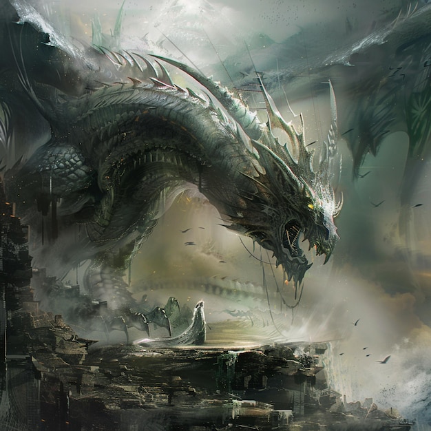 Coole Szene mit futuristischem Drachen-Bestie