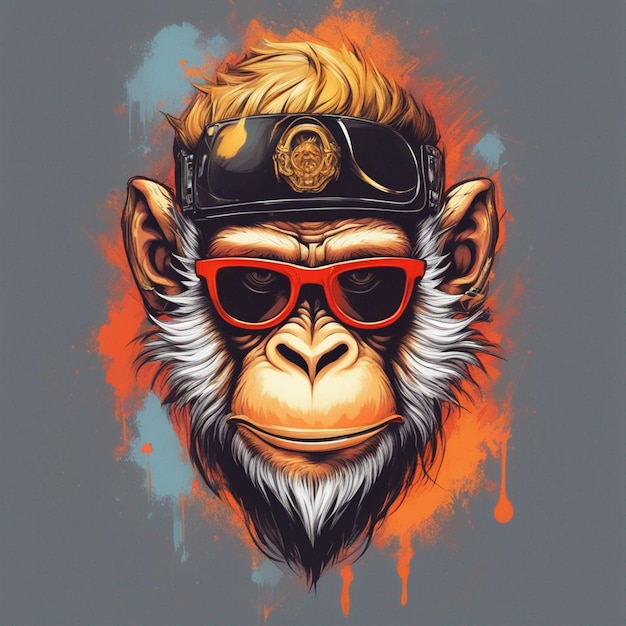 Cooler Affenkönig mit Sonnenbrille im trendigen T-Shirt-Design