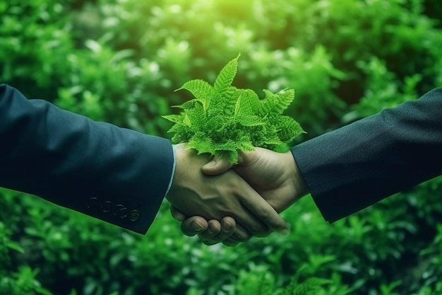 Cooperación medioambiental Empresas verdes socios de empresas ecológicas que mantienen plantas juntas