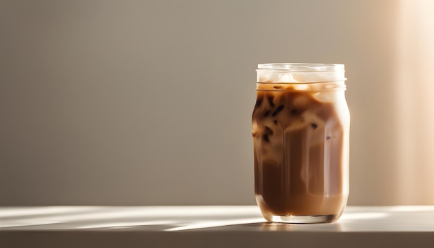 Una copa de café helado con leche con crema