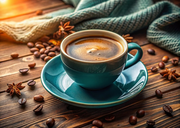 una copa de café con una taza de café en una mesa