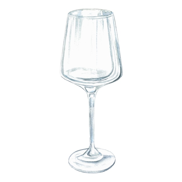 Copa para cóctel de champán vino Ilustración acuarela aislada sobre fondo blanco