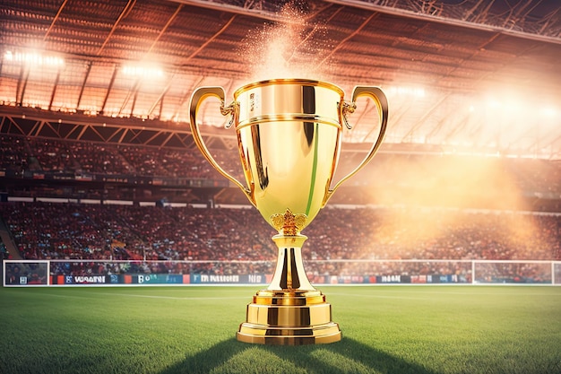 Copa de ouro campeão no prêmio vencedor do estádio de futebol Generative AI