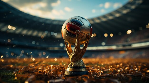 Copa do Mundo de Futebol no Campo Dentro do Estádio de Futebol