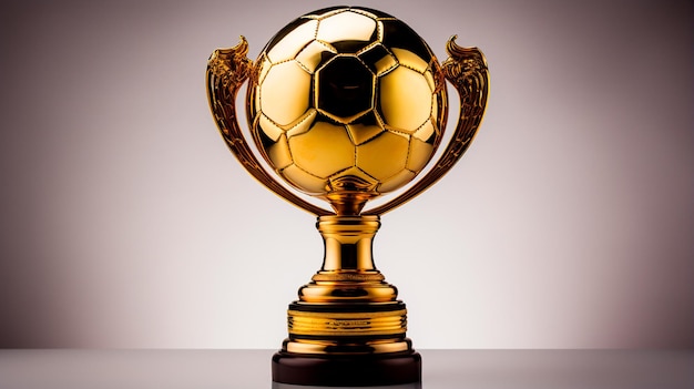 Copa do Troféu de Ouro em fundo de futebol