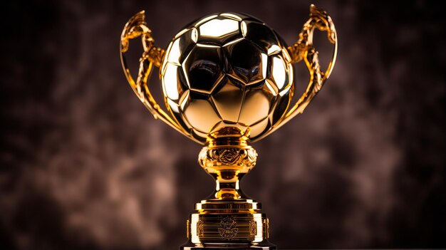 Copa do Troféu de Ouro em fundo de futebol