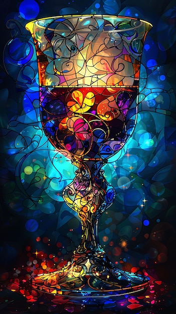 Copa de Elías con textura de vidrio teñido Ilustración de vidrioteñido Decoración de fondo de tendencia