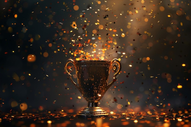 copa de ganadores con confeti IA generativa