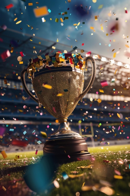 copa de ganadores con confeti IA generativa