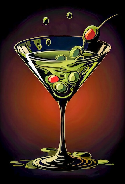 Una copa de martini con la palabra 60