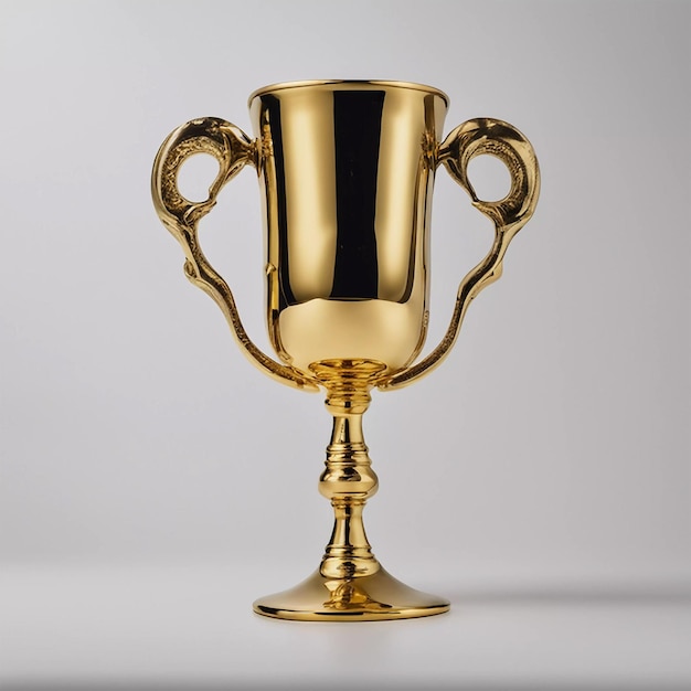 Foto copa de oro en fondo sólido concepto ganador