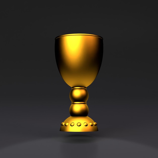 Copa de oro en una ilustración de renderizado 3d de fondo negro