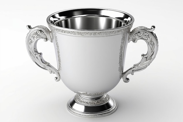 Foto copa de plata renderizado en 3d en blanco