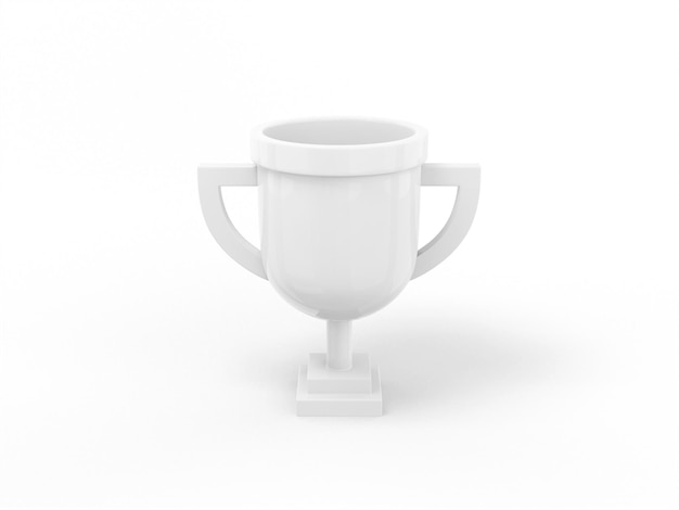 Copa de premio de color mono blanco sobre fondo blanco sólido Objeto de diseño minimalista icono de representación 3d elemento de interfaz ui ux