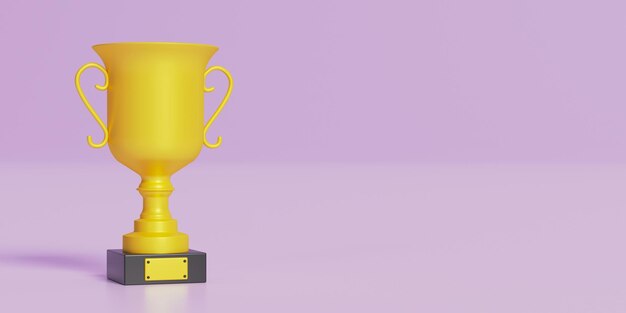 Copa del premio en fondo pastel concepto de logro de la victoria