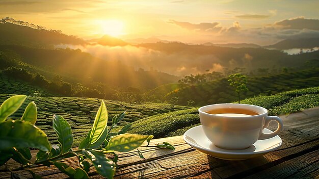 Foto una copa de té y una taza de té en una mesa