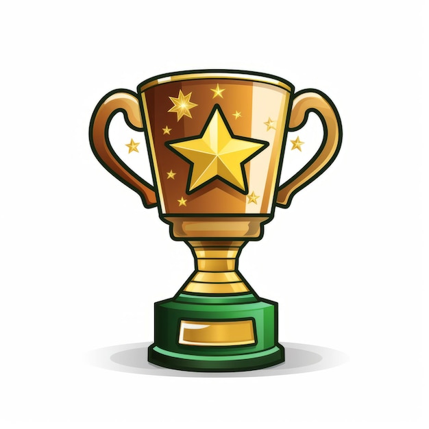 copa de trofeo dorada con ilustración vectorial de estrellas aislada sobre fondo blanco