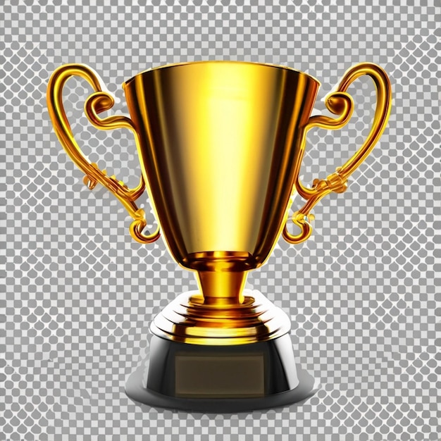 Copa de trofeo de oro aislada en fondo transparente o blanco png