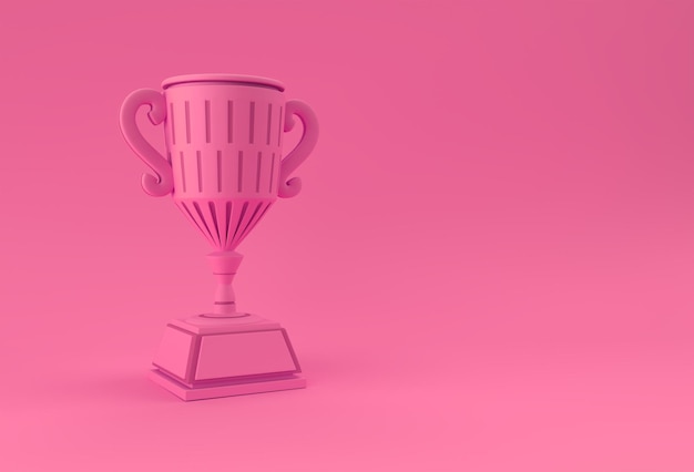 Copa de trofeo de renderizado 3D aislado sobre fondo de color.