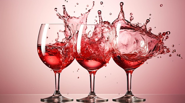 Copa de vino refrescante vertiendo líquido celebrando con burbujas