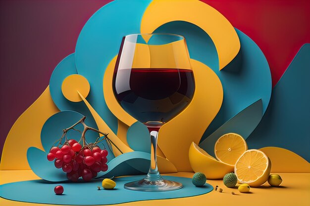 Foto una copa de vino tinto sobre un fondo negro