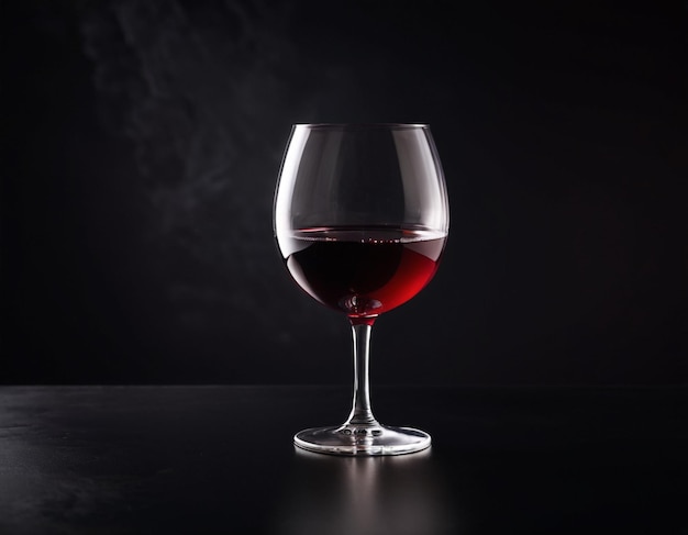 Foto una copa de vino tinto sobre un fondo oscuro