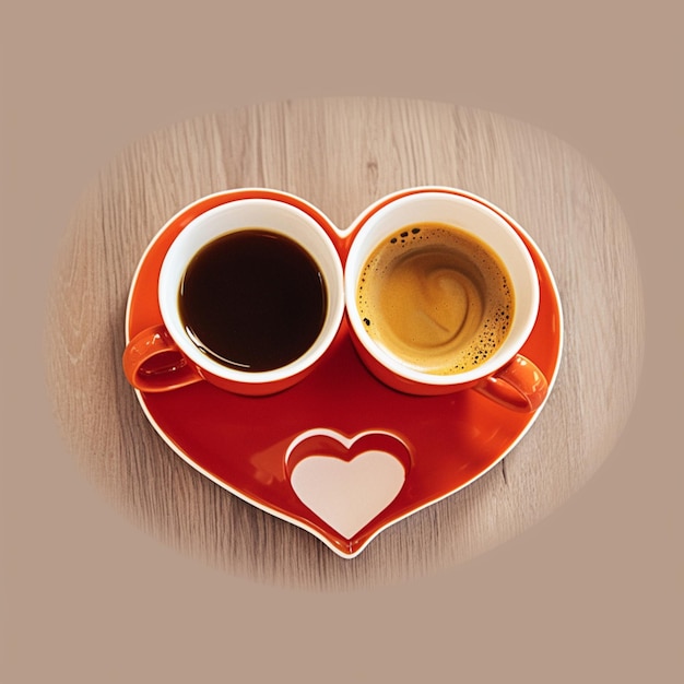 Foto copas de café con platillo de corazón que simbolizan el amor y el calor para las redes sociales