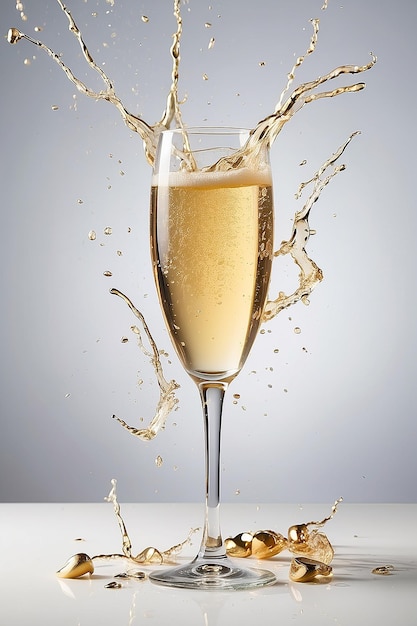 Foto copas de champán con el tema de la celebración de salpicaduras
