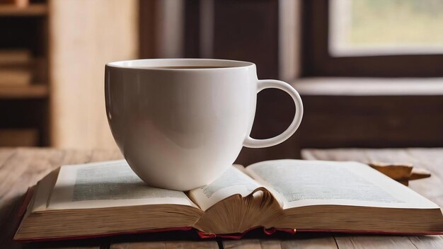 Copas hechas a mano y libros en primer plano en una superficie de madera