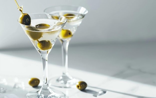 Foto copas modernas de martini mit aceitunas und coctel vibrante