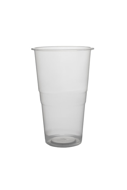Copas de plástico para bebidas Copas de plástico aisladas sobre un fondo blanco Copas desechables