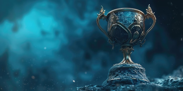 Copas de trofeo relucientes que simbolizan el logro y la excelencia en un fondo brillante b