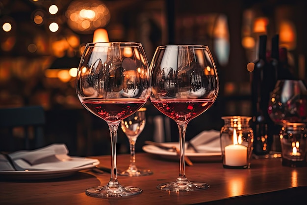 Copas de vino en un restaurante