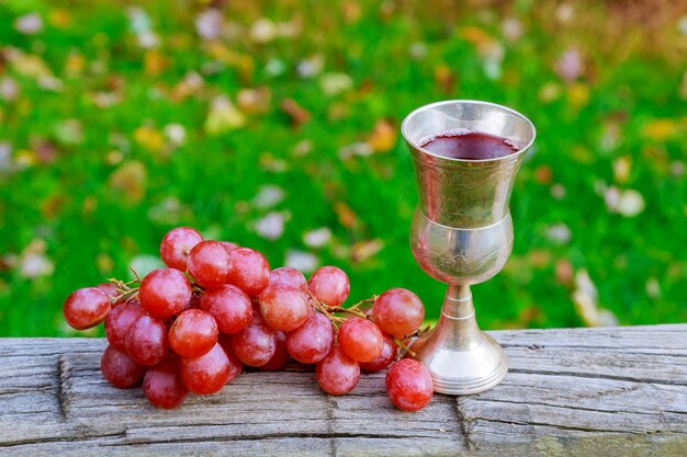 Copas de vino tinto espumoso sobre un fondo blanco copa de uvas de vino de las fiestas judías