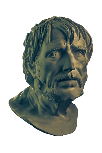 Cópia de gesso da antiga estátua de Lucius Seneca cabeça de cor bronze para artistas isolados em fundo branco Seneca 4 aC65 dC Filósofo estóico romano estadista e tutor do futuro imperador Nero
