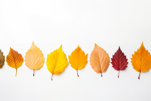 Copia el espacio de las lindas hojas de otoño la felicidad aislada sobre un fondo blanco