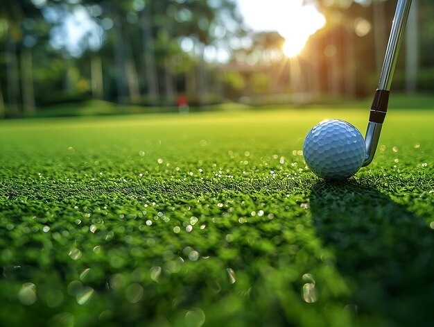 Copia de la pelota de golf del club de golf de cerca el espacio el deporte la recreación el ocio el pasatiempo