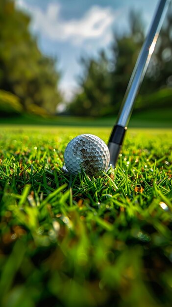 Copia de la pelota de golf del club de golf de cerca el espacio el deporte la recreación el ocio el pasatiempo