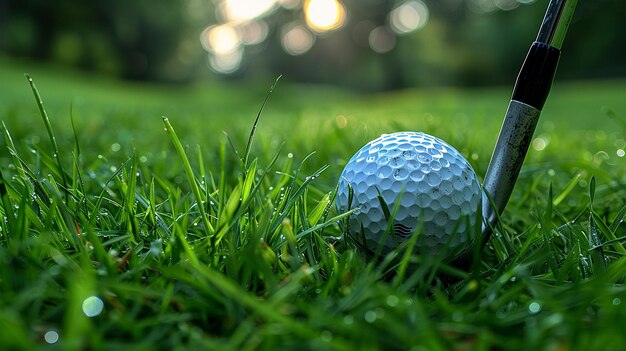 Copia de la pelota de golf del club de golf de cerca el espacio el deporte la recreación el ocio el pasatiempo