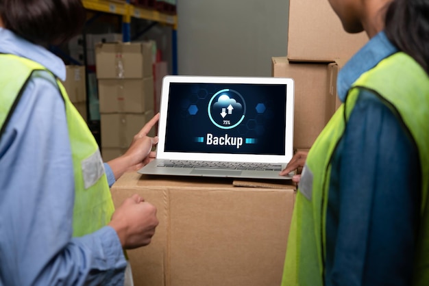 Copia de seguridad Almacenamiento de datos Tecnología de Internet Concepto de negocio cómodo