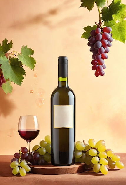 copiar el modelo de producto de vino espacial con uvas