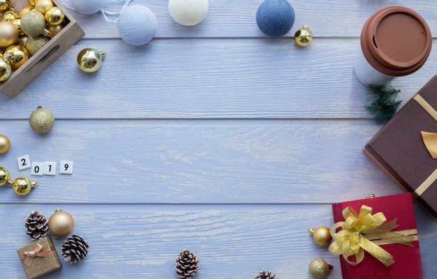 Copie o espaço para texto com composição de Natal, presentes de Natal.