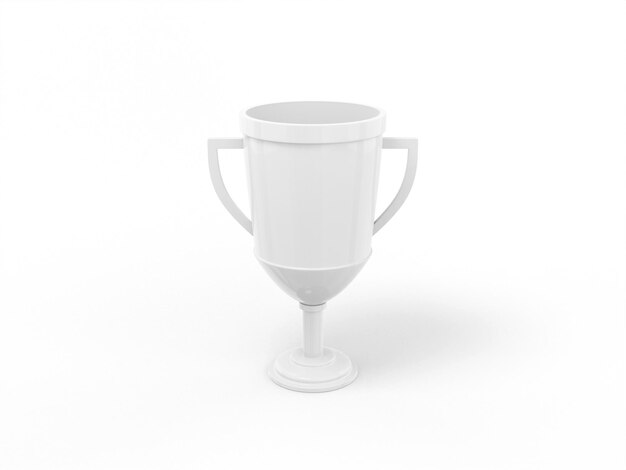 Copo branco de uma cor do vencedor em um fundo plano branco Objeto de design minimalista ícone de renderização 3d elemento de interface ui ux