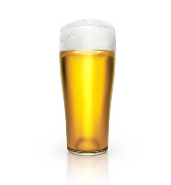 Foto copo com cerveja em fundo branco3d render