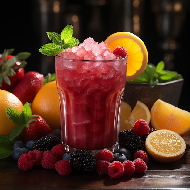 copo com suco de frutas frescas