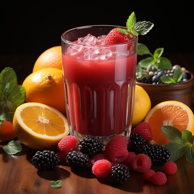 copo com suco de frutas frescas